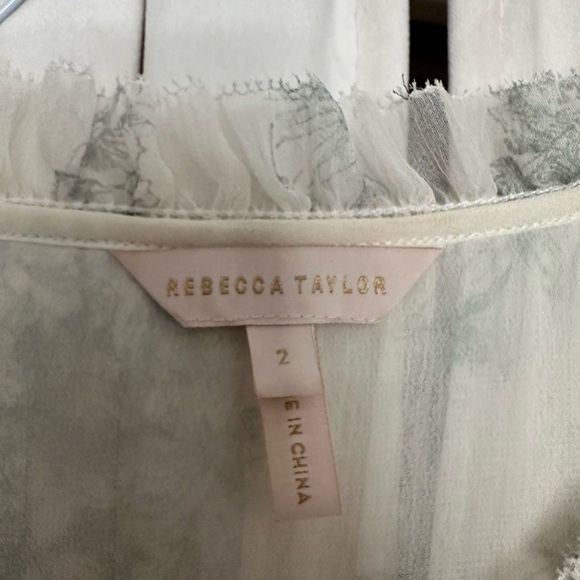 Rebecca Taylor, 100% Pure Silk, Cream and Baby Blue, Size 2 - Picture 4 of 14